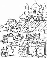 Country Coloring Pages Scenes Printable Getcolorings Color sketch template
