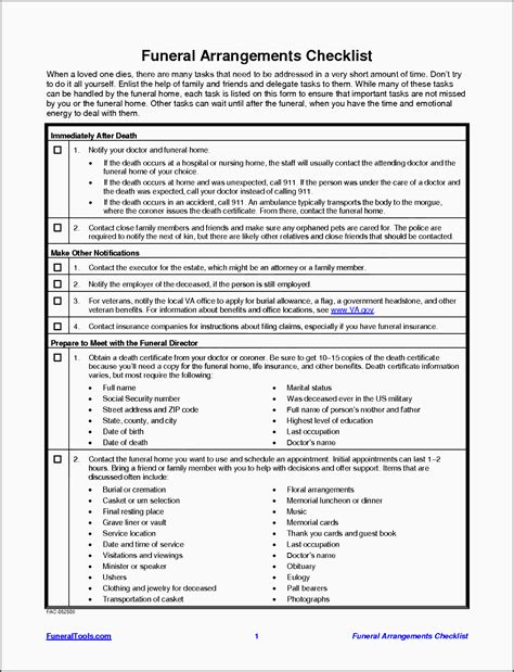 funeral planning checklist template  excel sampletemplatess