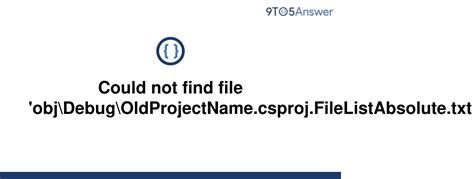 [solved] Could Not Find File 9to5answer