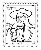 Coloring Stamp Stamps Pages Postage People Hickok Bill Wild Postal Famous Authorized Usage Service sketch template