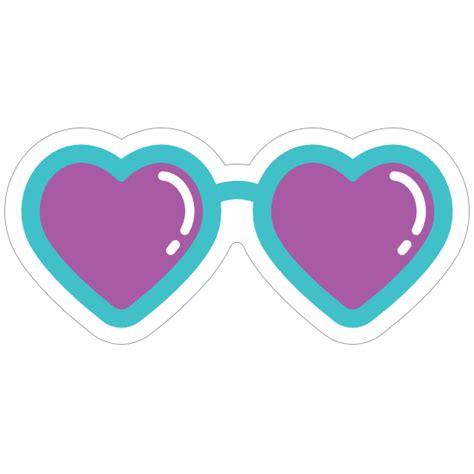 Heart Glasses With Purple Lenses Hippie Sticker
