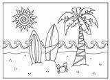 Coloring Summer Pages Printable Holiday Beach Color Kids Scene Sheets sketch template