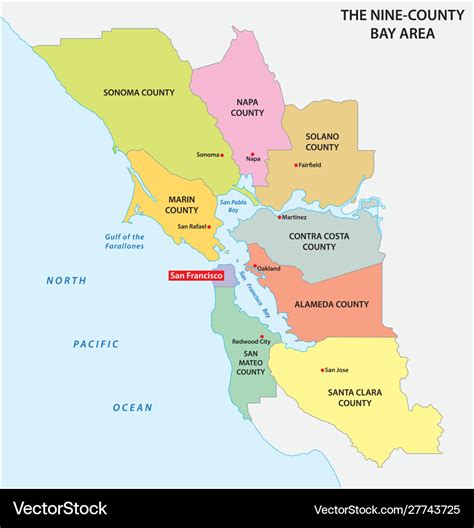 administrative san francisco bay area map vector image