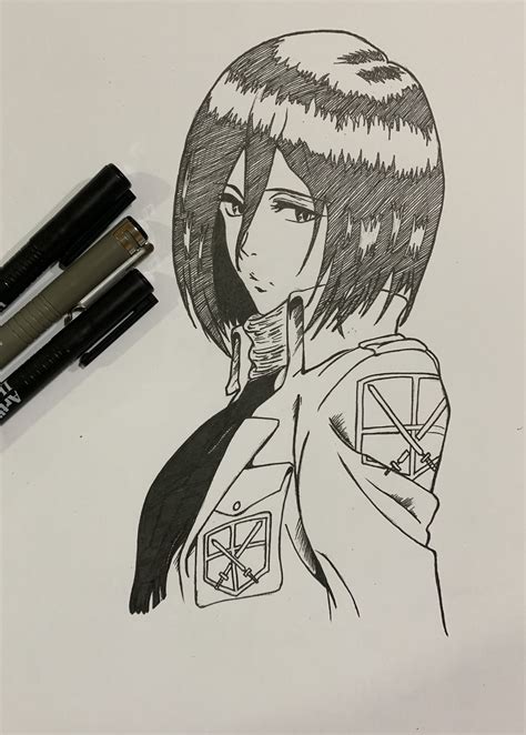 Mikasa From Attack On Titan Anime Drawing Ink