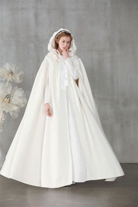 white wool cloak maxi wedding cloak hooded cloak white wedding cloak cape wool cloak cape