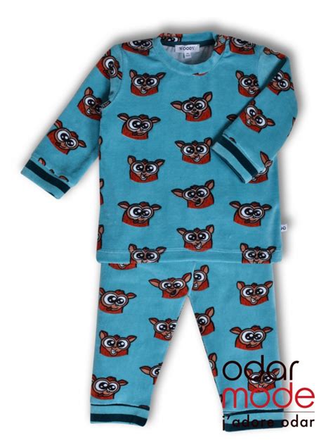 baby uni pyjama velours woody blauw   plc  odar mode