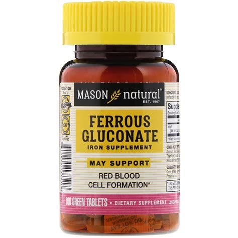 mason natural ferrous gluconate  tablets ebay