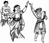Clipart Folk Indian Maharashtra Dancing Pages Line Coloring Cliparts Dance Clip India Mountain Heritage Drawing American Travel Culture Designs Lavani sketch template