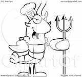 Devil Chef Lobster Crawdad Mascot Character Coloring Clipart Cartoon Cory Thoman Outlined Vector 2021 sketch template