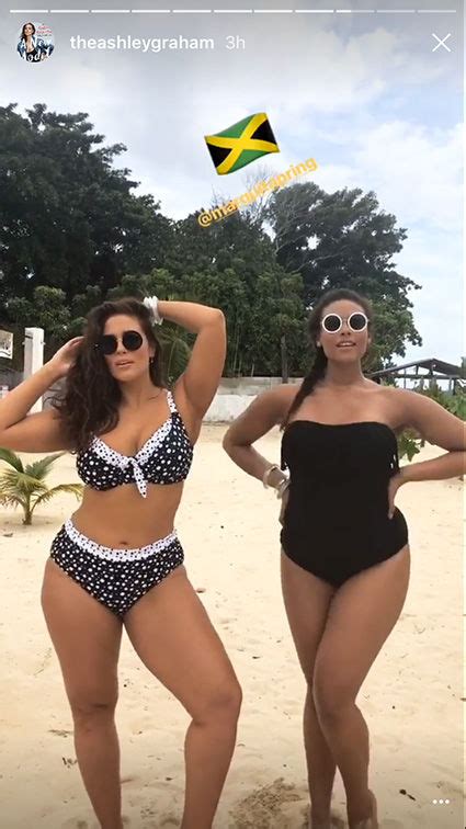 ashley graham flashes voluptuous derriere and major cleavage in jaw dropping black bikini