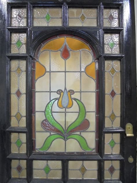 edwardian stained glass door  frame authentic reclamation