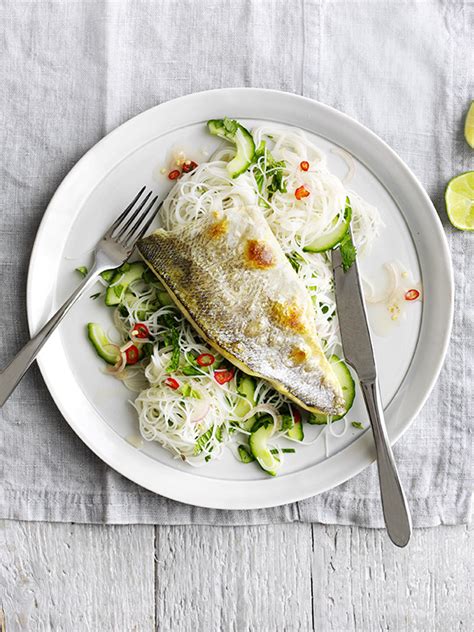 Sea Bass Fillet Recipe With Noodle Salad Olive Magazine