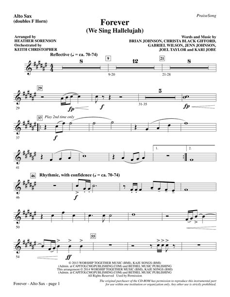 Forever We Sing Hallelujah Alto Sax Sub Horn Sheet Music