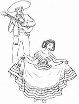 Coloring Pages Folklorico Mexican Mayo Fiesta Cinco Ballet Dancing Traditional Dance Mariachi Singing Drawing Color Kids Latoya Getcolorings Printable sketch template