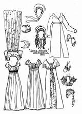 Paper Dolls Pride Prejudice Coloring Pages Jane Austen Dresses Doll Fashion 1800 Clothing Dress Era Printable Template Color Google Clothes sketch template