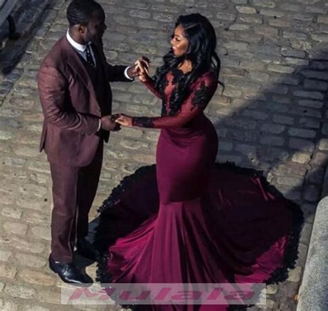 african burgundy long sleeve prom dresses for black girls 2018 lace
