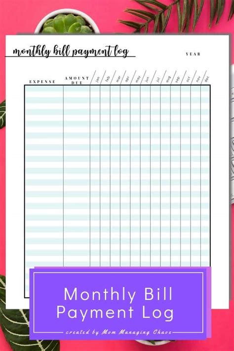 monthly bill payment checklist printable images   finder