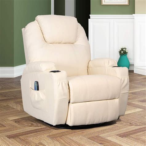 Esright Massage Recliner Chair Heated Pu Leather Rocker Recliner With