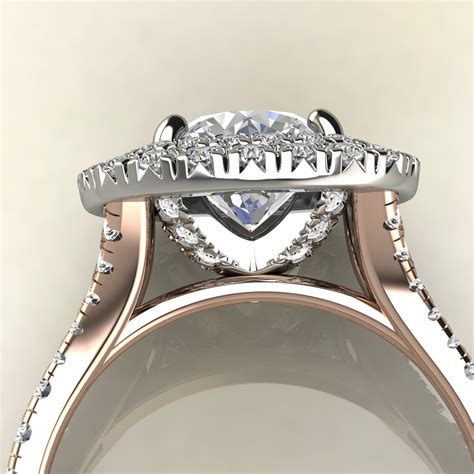 Custom Design Split Shank Double Halo Engagement Ring Puregemsjewels