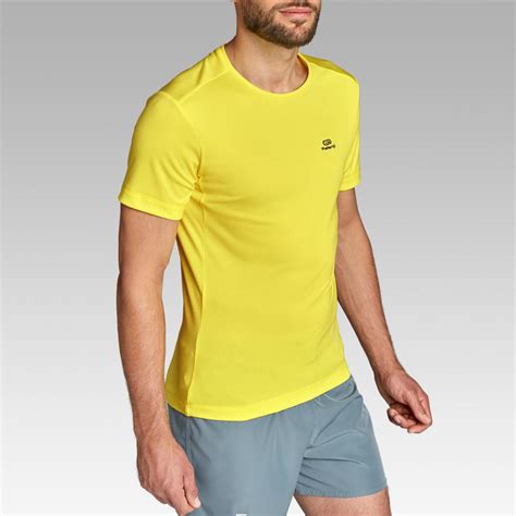 kalenji dry mens breathable running  shirt lemon