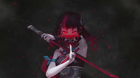 ninja anime girl oni mask  wallpaper moewalls