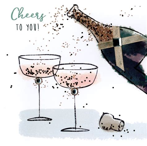 Cheers To You Happy Birthday Hand Finished Greeting Card Cards