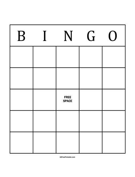 blank bingo template  printable