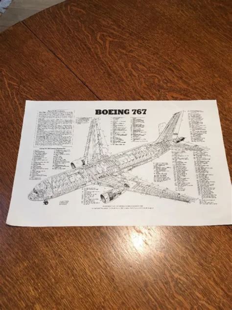 qty    boeing  cutaway drawing key print aircraft airplane