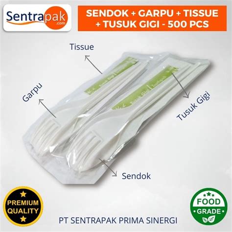 Jual Catering Pack 2 Sendok Garpu Tissue Tusuk Gigi 500 Pcs