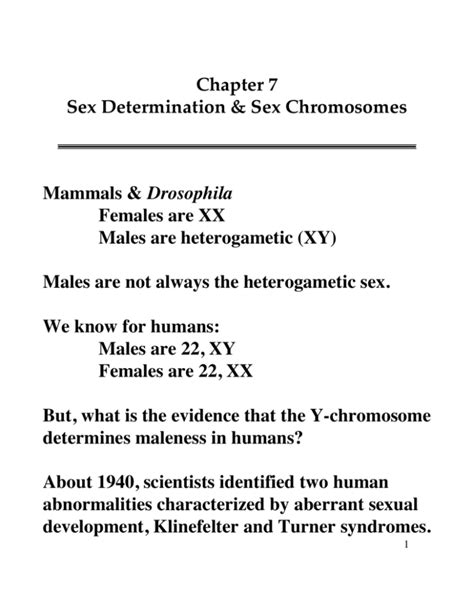 Chapter 7 Sex Determination And Sex Chromosomes Mammals