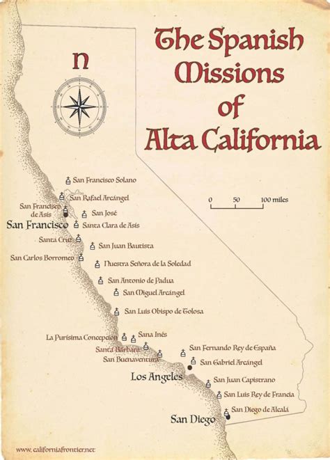 california missions map  california frontier project