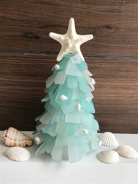 Seaglass Christmas Tree Nautical Home Décor Sea Glass Trees Etsy