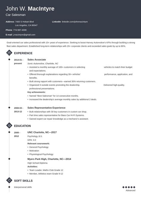 car salesman resume  template diamond resume examples job