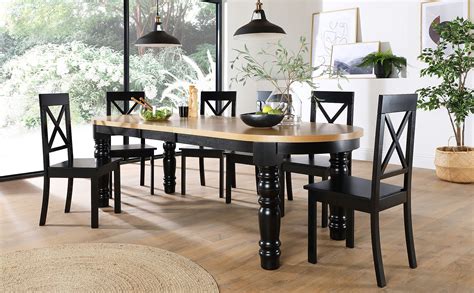 manor oval painted black  oak extending dining table   kendal