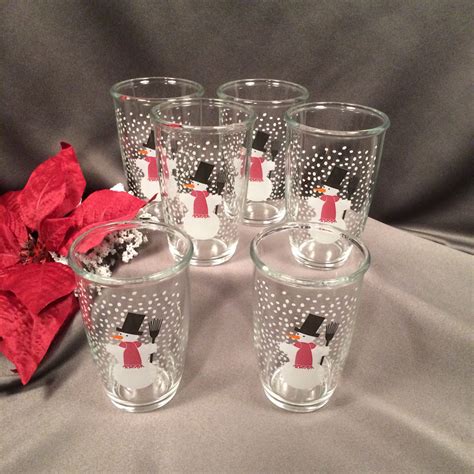Bodum France Snowman Tumblers Clear Glass Drinking Glasses Holiday