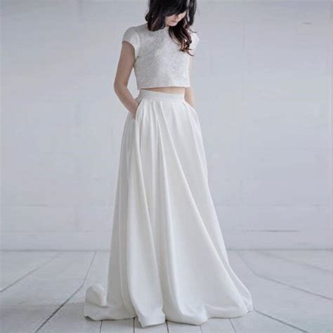 elegant white plus size wedding satin solid long skirts high waist