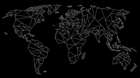 Géométrie Carte Du Monde Blanc Sur Noir Par L Artiste