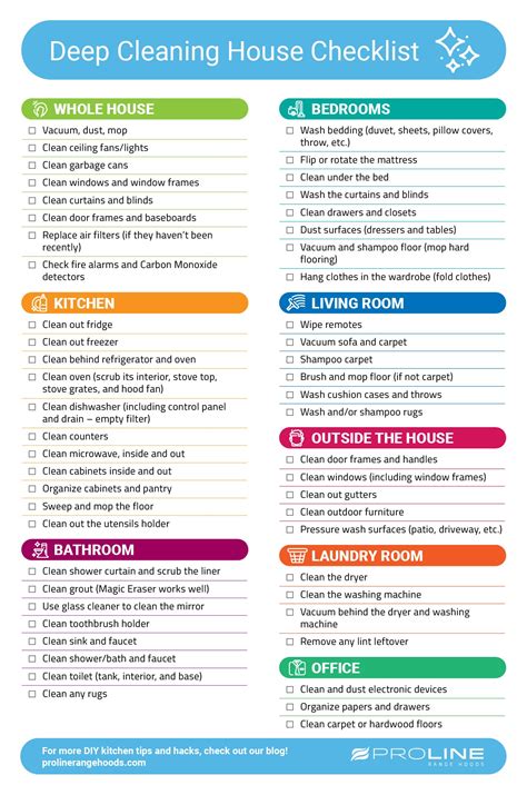 printable deep cleaning house checklist  tips