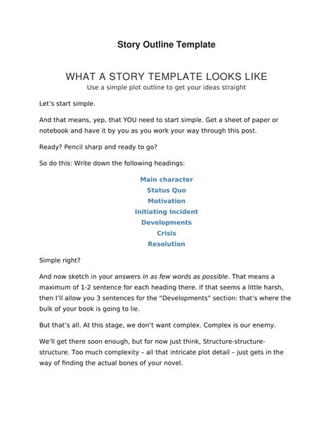 Free Printable Story Outline Templates [pdf Word Excel] Examples