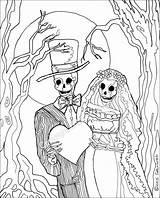 Skeleton Bride Coloring Pages Wedding Color Groom Dead Drawing Adult Getdrawings Drawings Paintingvalley sketch template