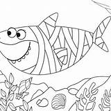 Shark Mummy Coloring sketch template