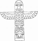 Totem Poles Carved Raven Tiki Indigenous Peoples sketch template