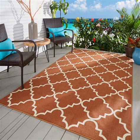 mohawk home printed indooroutdoor patio trellis copper printed area rug  brown walmartcom