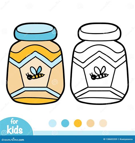coloring book jar  honey stock vector illustration  coloration