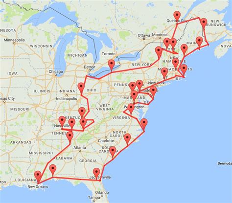 road trip routes examples  forms