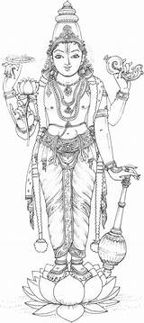 Hindu Vishnu Lord Goddesses Mural Outline Mysore Sketches Paintings Goddess sketch template
