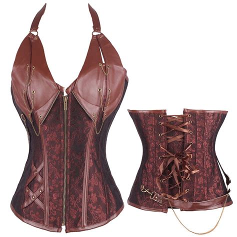 sayfut women s steampunk gothic boned waist trainer corset bustier faux
