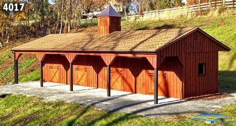 12x48 Barn With 4 Stalls 8 Overhang Front And 4 Overhang Back