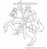 Horse Knight Coloring Pages Medieval Knights Sketchite Sword sketch template