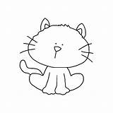 Cat Coloring Outline Cute Lively Pages Cats sketch template